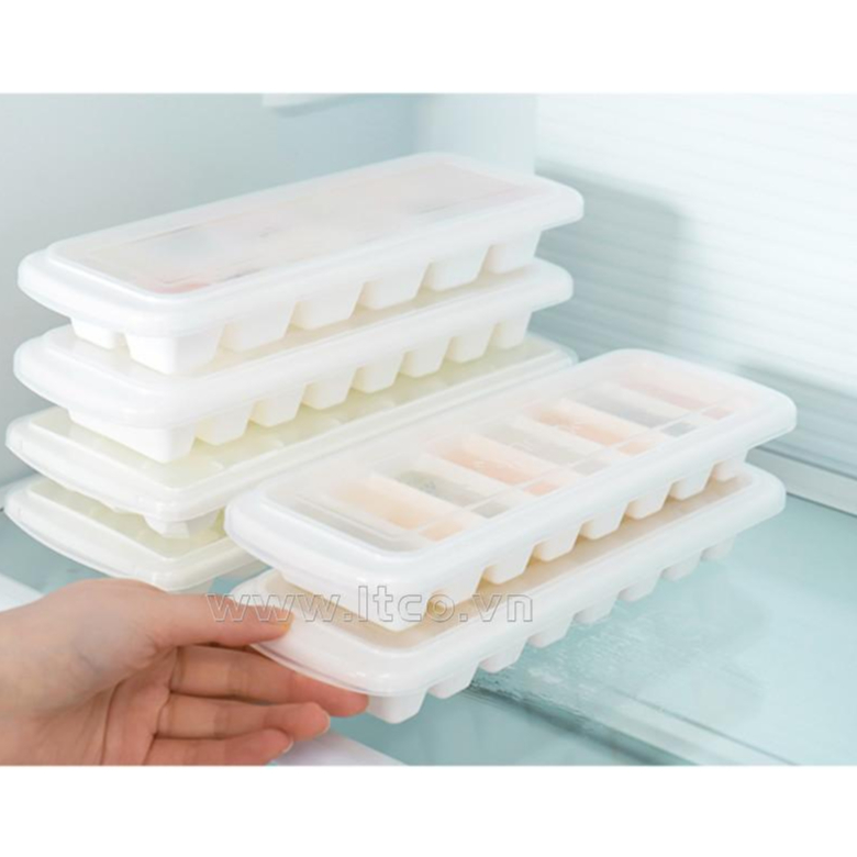 Khay Inomata trữ đá/trữ thức ăn dặm cho bé 8 viên và 12 viên có nắp đậy an toàn và kháng khuẩn hàng Nhật nội địa