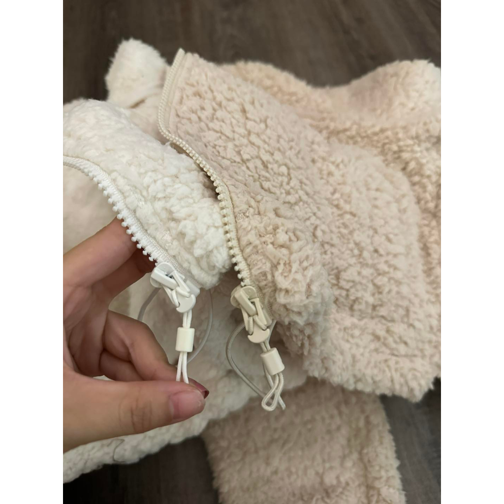 Áo khoác lông cừu có mũ rút eo GzJ