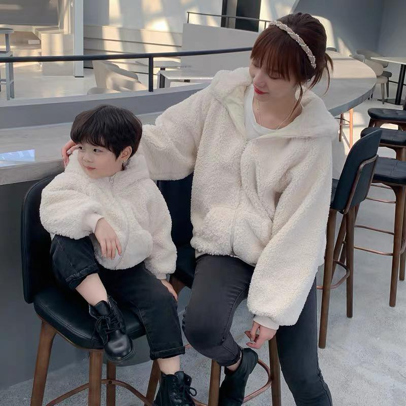 Áo khoác lông cừu có mũ rút eo GzJ