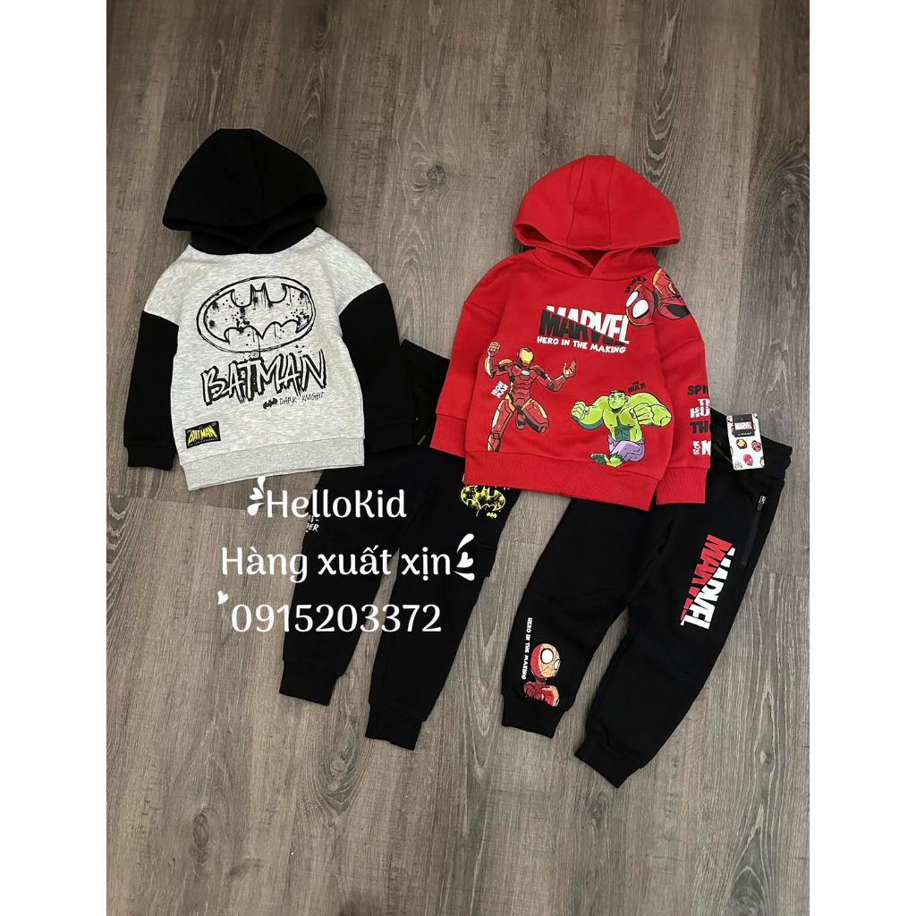 Bộ nỉ hoodie marvel prima cho bé