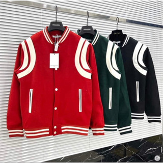 Áo khoác bomber nam nữ form rộng kiểu dáng bóng chày màu đỏ