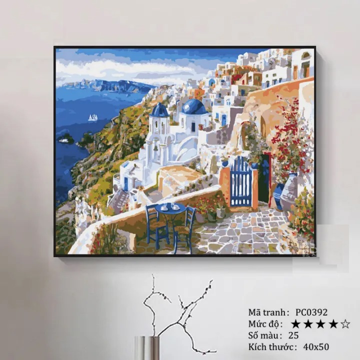 KHUNG 2.5 CM- Tranh sơn dầu số hóa rẻ,đẹp,TẶNG KHĂN,tranh tô màu theo số- ĐÃ CĂNG KHUNG 40x50,CÓ SƠN BÓNG-MÀU-CỌ-MÓCTREO