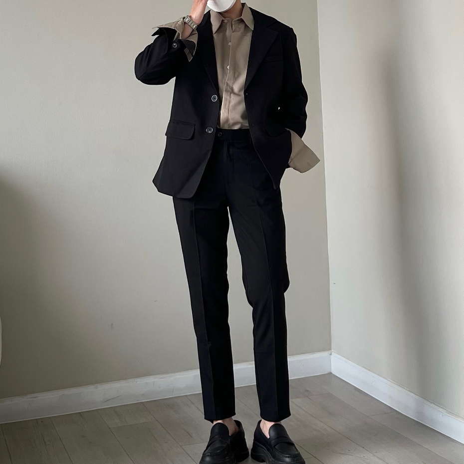 Vest đen form basic