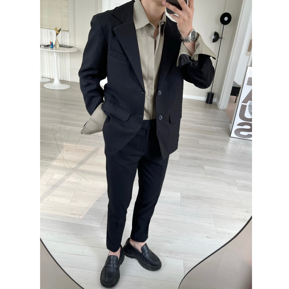 Vest đen form basic