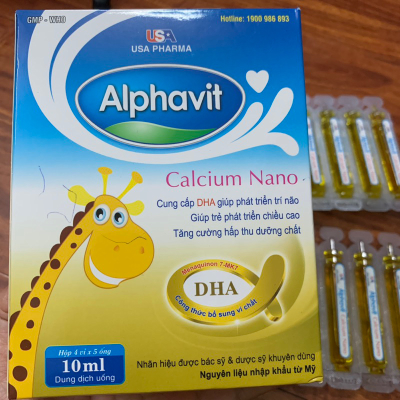 Alphavit Calcium Nano Bổ sung canxi cho bé giúp xương chắc khỏe , cao lớn 20 ống