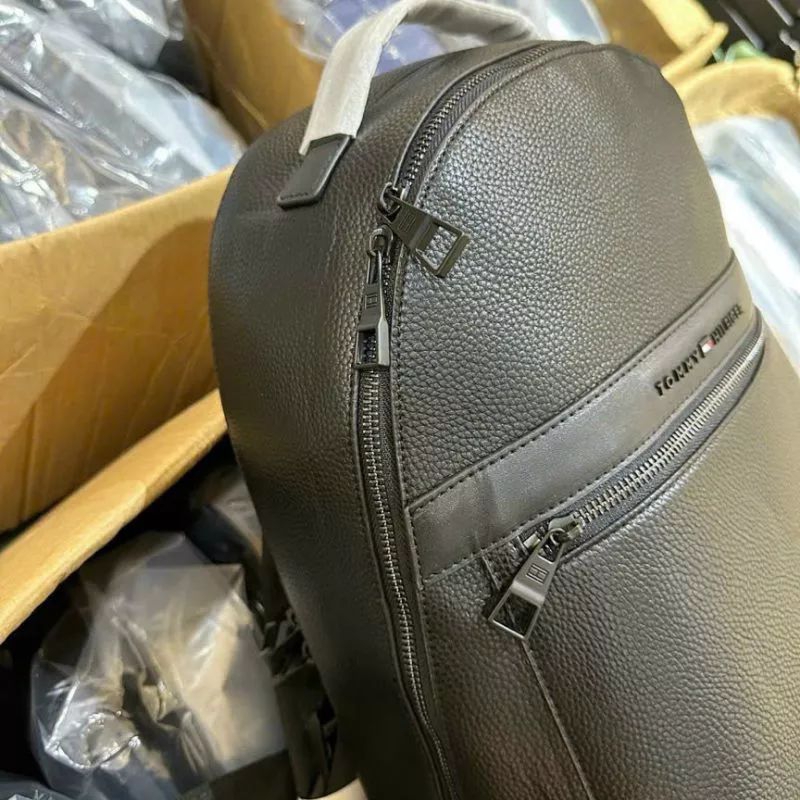 Balo nam Tommy đi học da trơn cao cấp đựng laptop size 40 du lịch đi làm thoải mái full túi vải hãng
