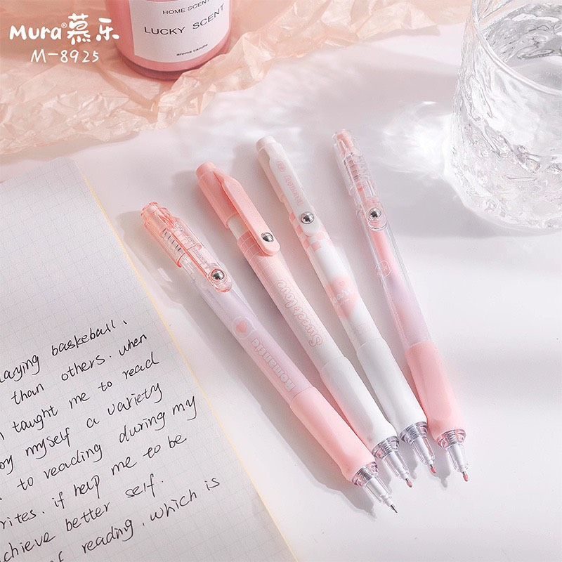 Bút Mura Gel Đen Sweet Love/ M-8925 có thanh cài, đệm tay