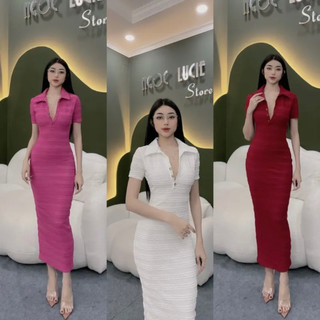 D383 - Đầm Body Sơ Mi Basic Xốp Gân Ngọc Lucie Store