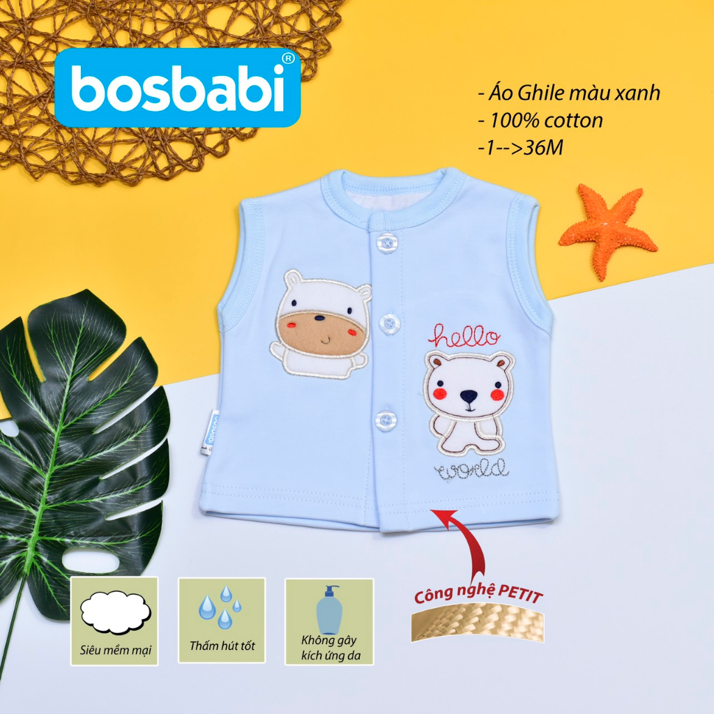 Áo ghile / Áo khỉ giữ ấm ngực cho bé Bosbaby 3-18kg