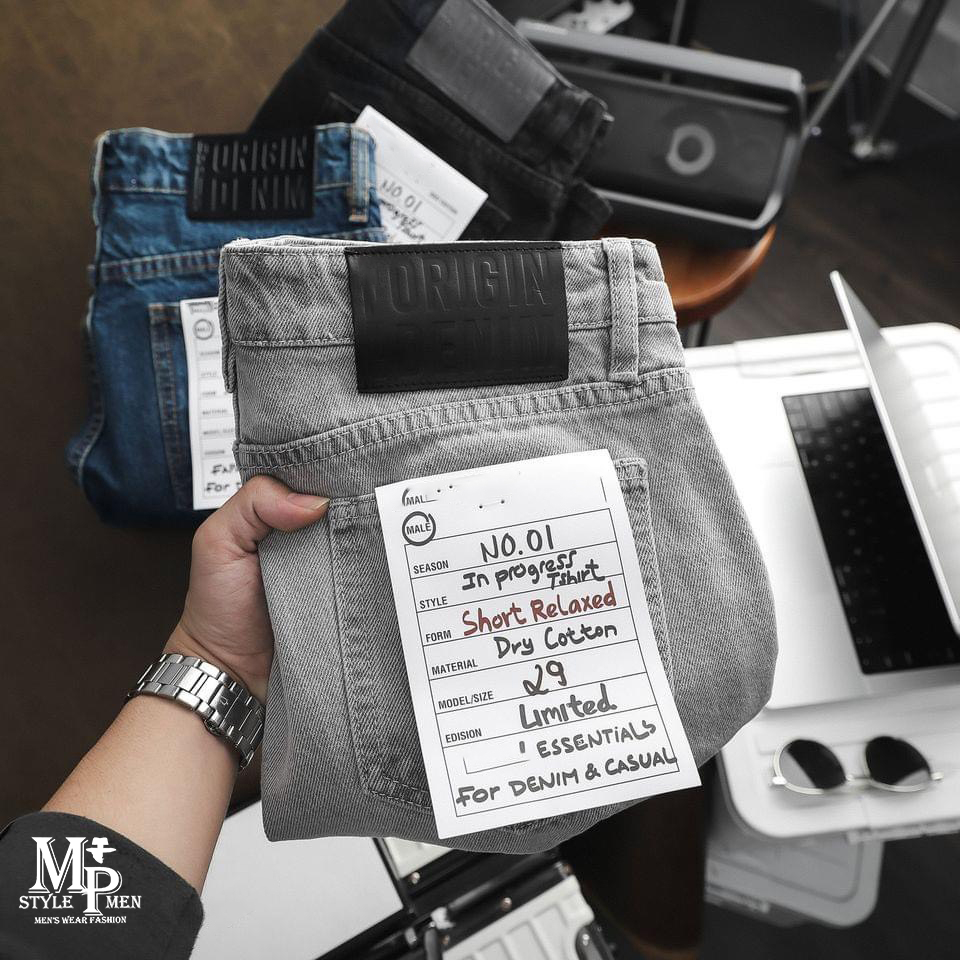 FREESHIP-Quần short jean xanh Đen MP MEN form trên gối vừa vẹn thoải mái 006
