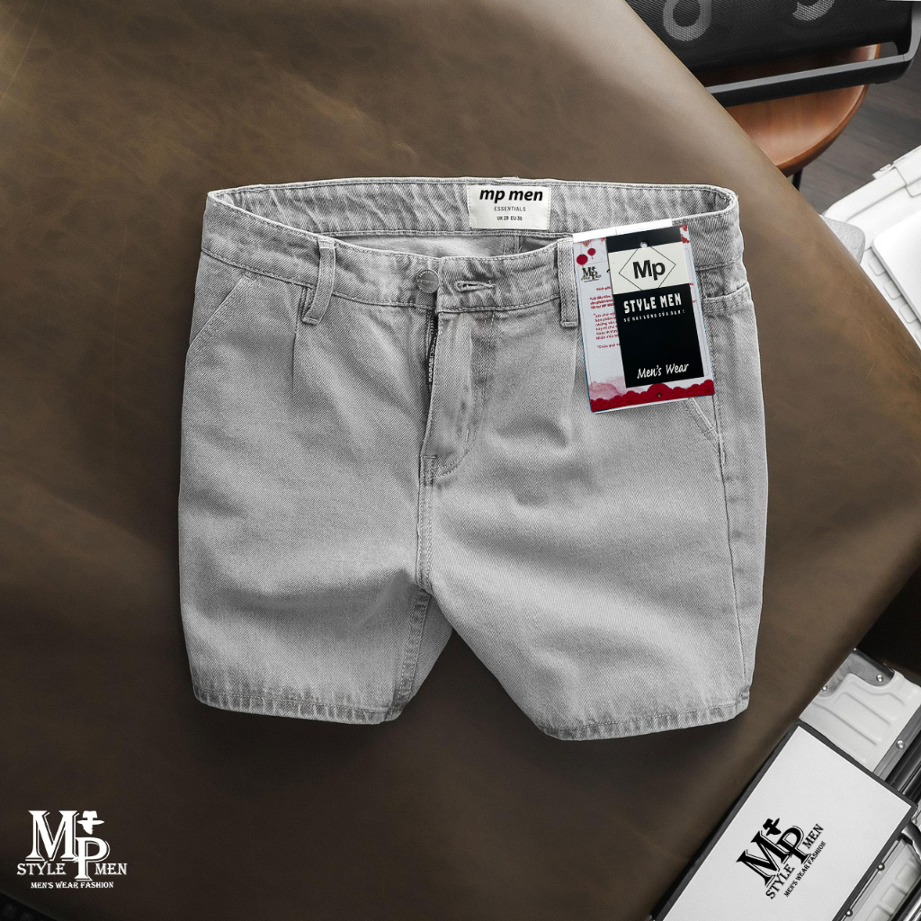 FREESHIP-Quần short jean xanh Đen MP MEN form trên gối vừa vẹn thoải mái 006