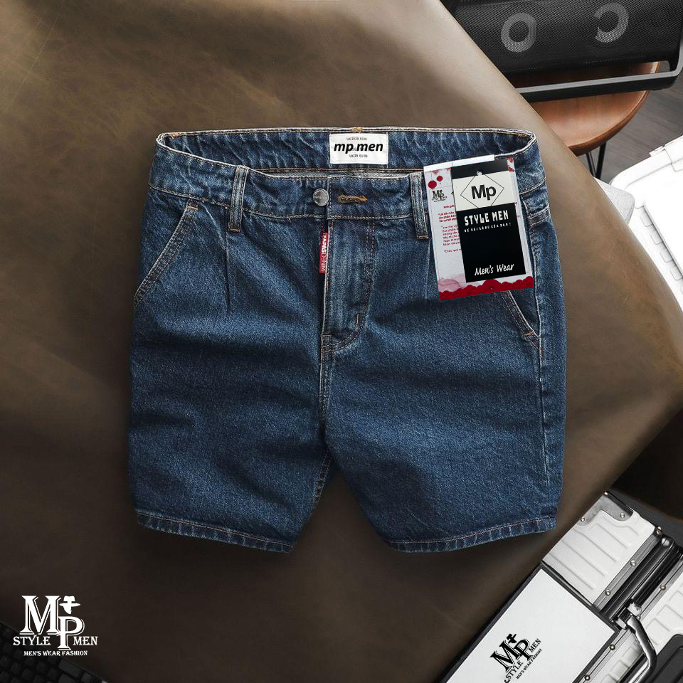 FREESHIP-Quần short jean xanh Đen MP MEN form trên gối vừa vẹn thoải mái 006