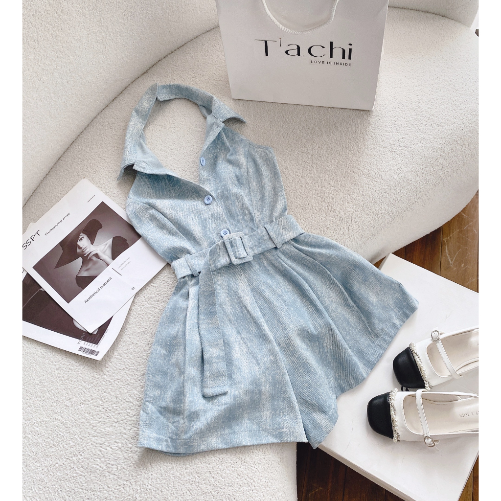 JUMPSUIT JEAN XƯỢC CỔ YẾM SÁT NÁCH QUẦN SHORT ĐÙI 2 MÀU (TH) | BigBuy360 - bigbuy360.vn