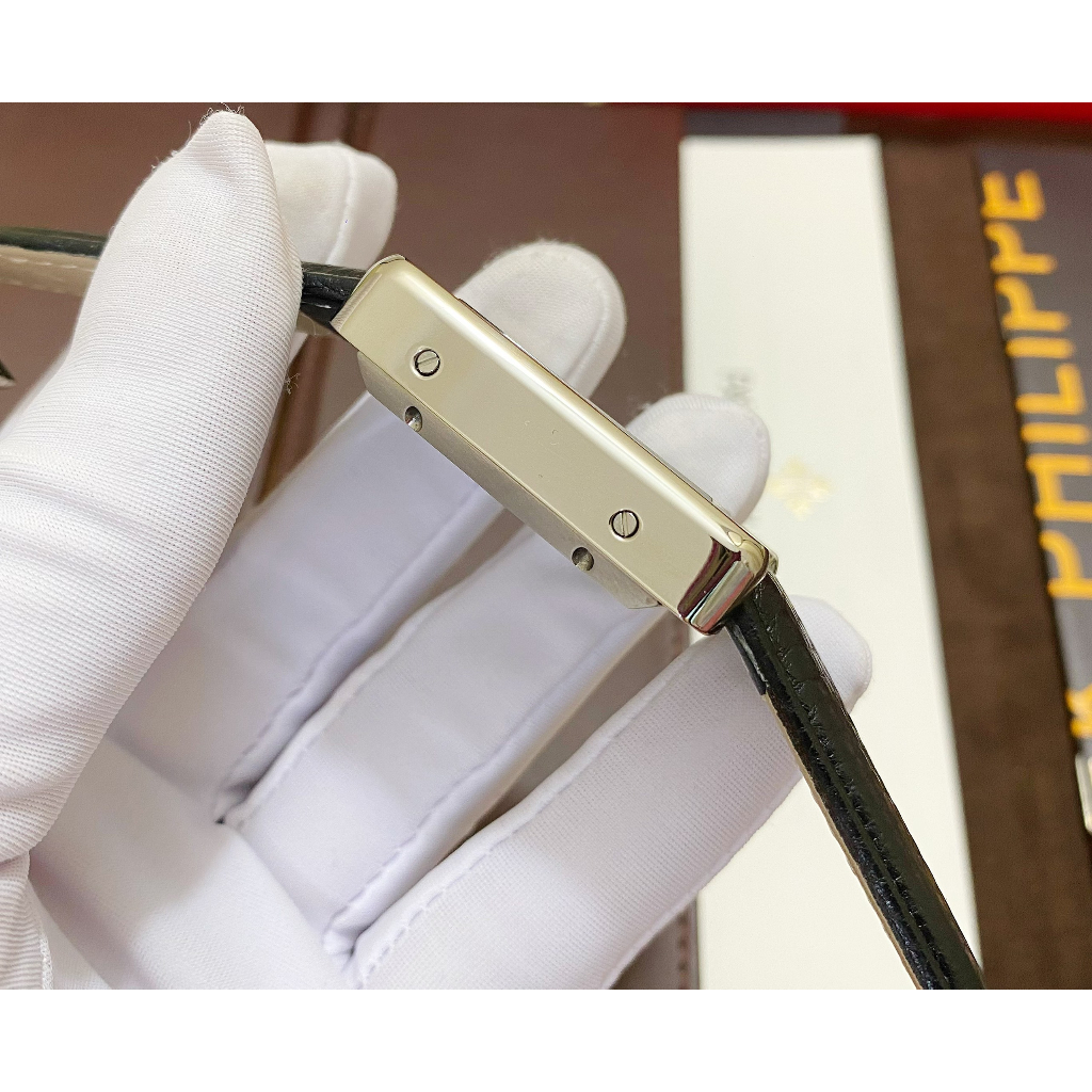 Đồng hồ Nam CTE 3kim chữ nhật dây da số la mã vỏ trắng  38mm dòng cơ Automatic