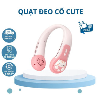 Quạt Đeo Cổ Cute  BWOO -Wind 3D Có 3 Nấc Tuỳ Chỉnh - Pin4000mAh  Có Sạc Cắm Bên Trong - Bảo Hành 3 Tháng