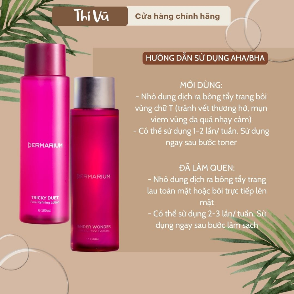 Tẩy da chết hoá học Dermarium Tricky Duet làm sạch sâu lỗ chân lông Rough Addiction Tender Wonder 150ml và 55ml