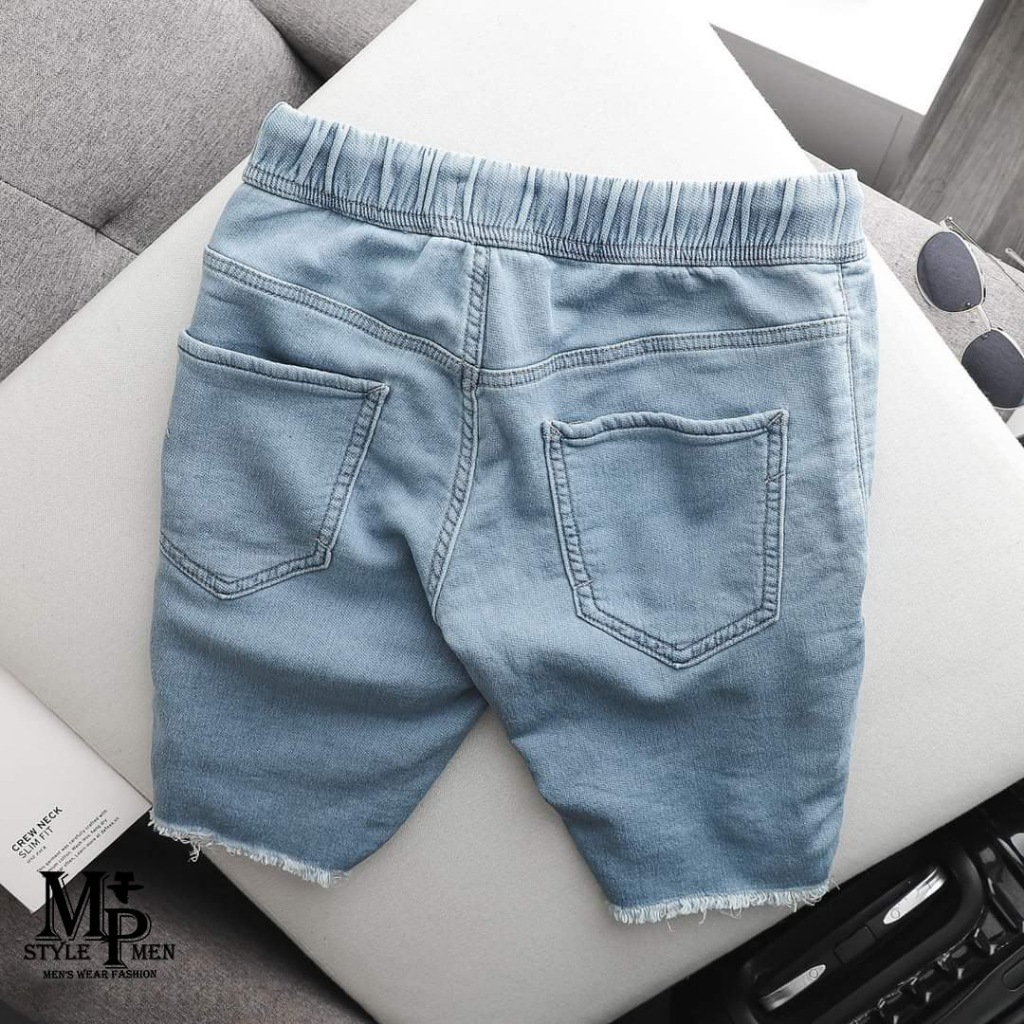 FREESHIP-Quần short Jean trên gối chất vải Denim co giản thoải mái đứng form MP MEN 007
