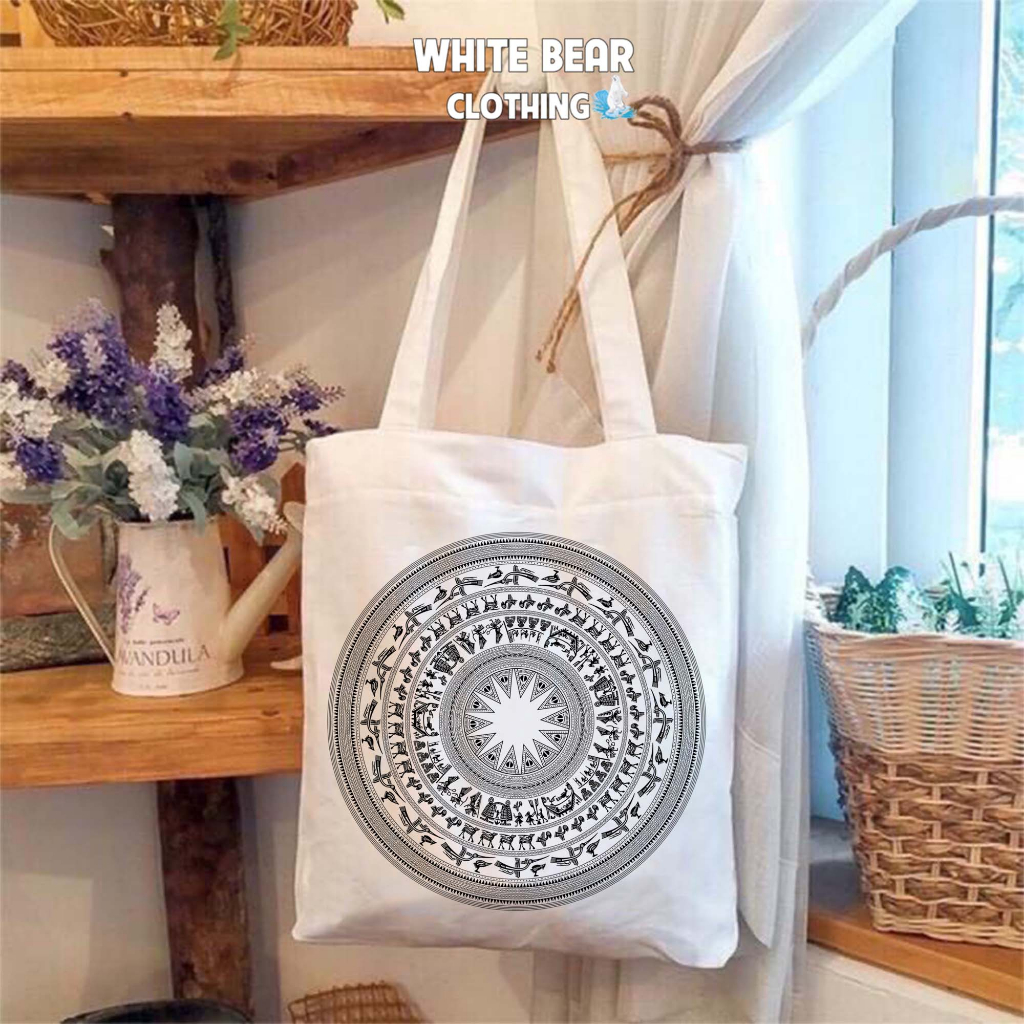 Túi vải tote họa tiết Trống Đồng Đông Sơn quà tặng WHITE BEAR CLOTHING