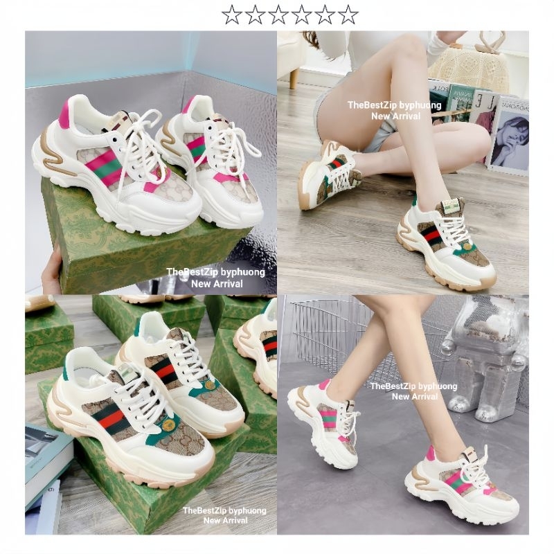 (𝐈𝐧𝐛𝐨𝐱 𝐜𝐡𝐞𝐜𝐤 𝐬𝐢𝐳𝐞 𝐭𝐫𝐜) Giày thể thao gucii đế sóng sẵn 2 màu hàng fullbox | Hàng loại 1