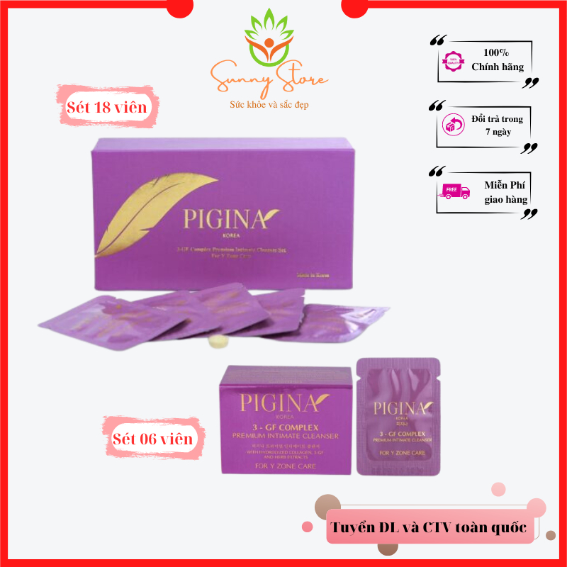 Sản phẩm vệ sinh phụ nữ Pigina (6 viên và 18 viên)