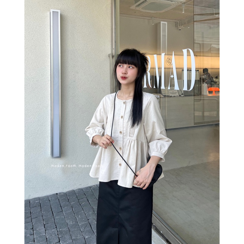 Moden áo babydoll cúc vuông Sandy