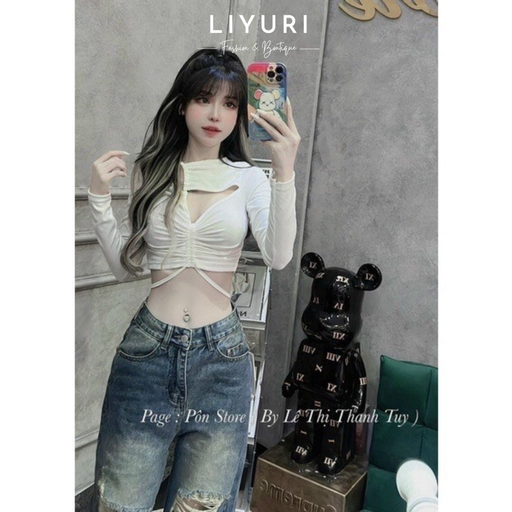 Áo bẹt vai phối dây eo buộc kiểu dễ thương