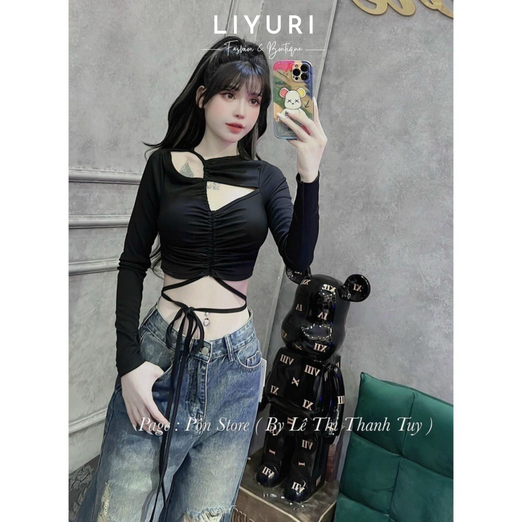 Áo bẹt vai phối dây eo buộc kiểu dễ thương