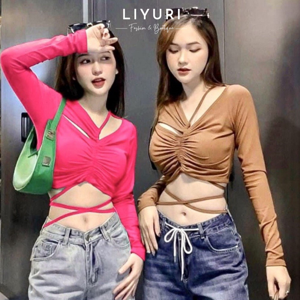 Áo bẹt vai phối dây eo buộc kiểu dễ thương