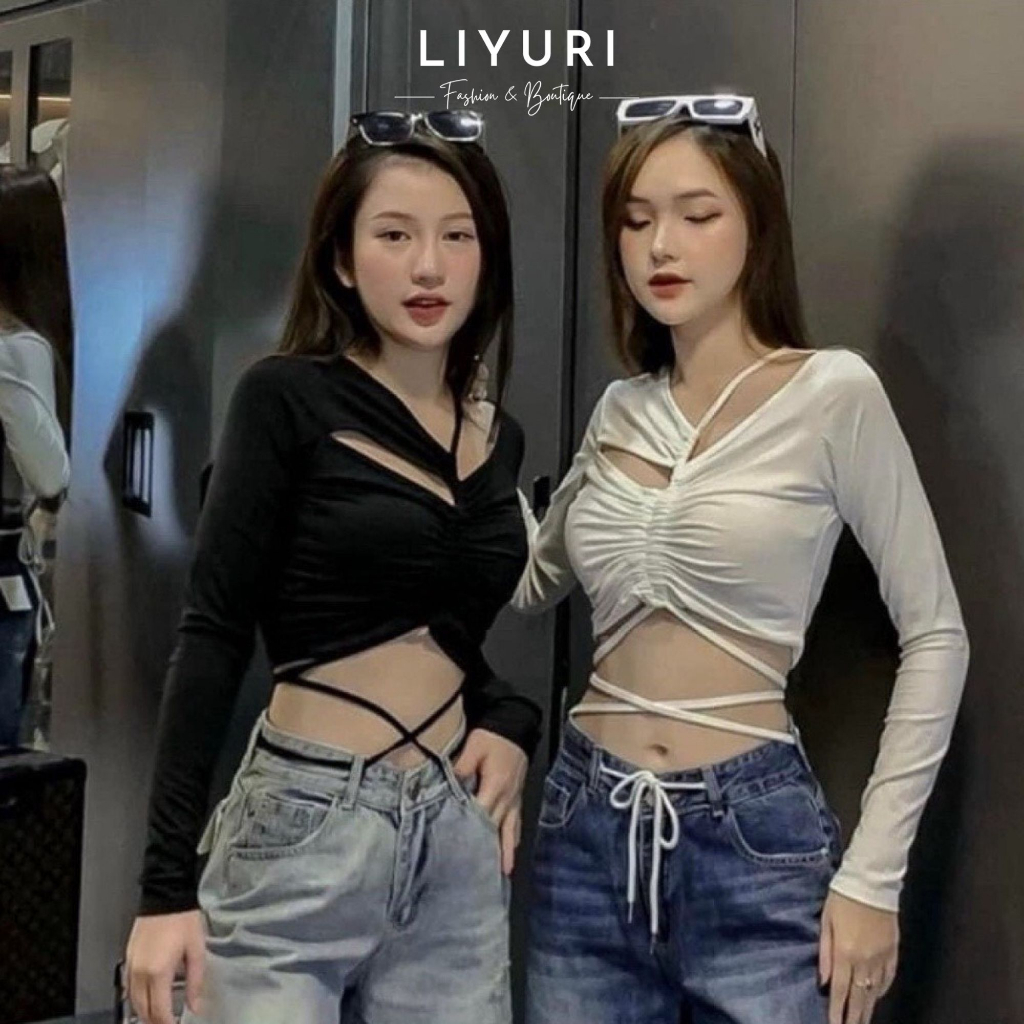 Áo bẹt vai phối dây eo buộc kiểu dễ thương