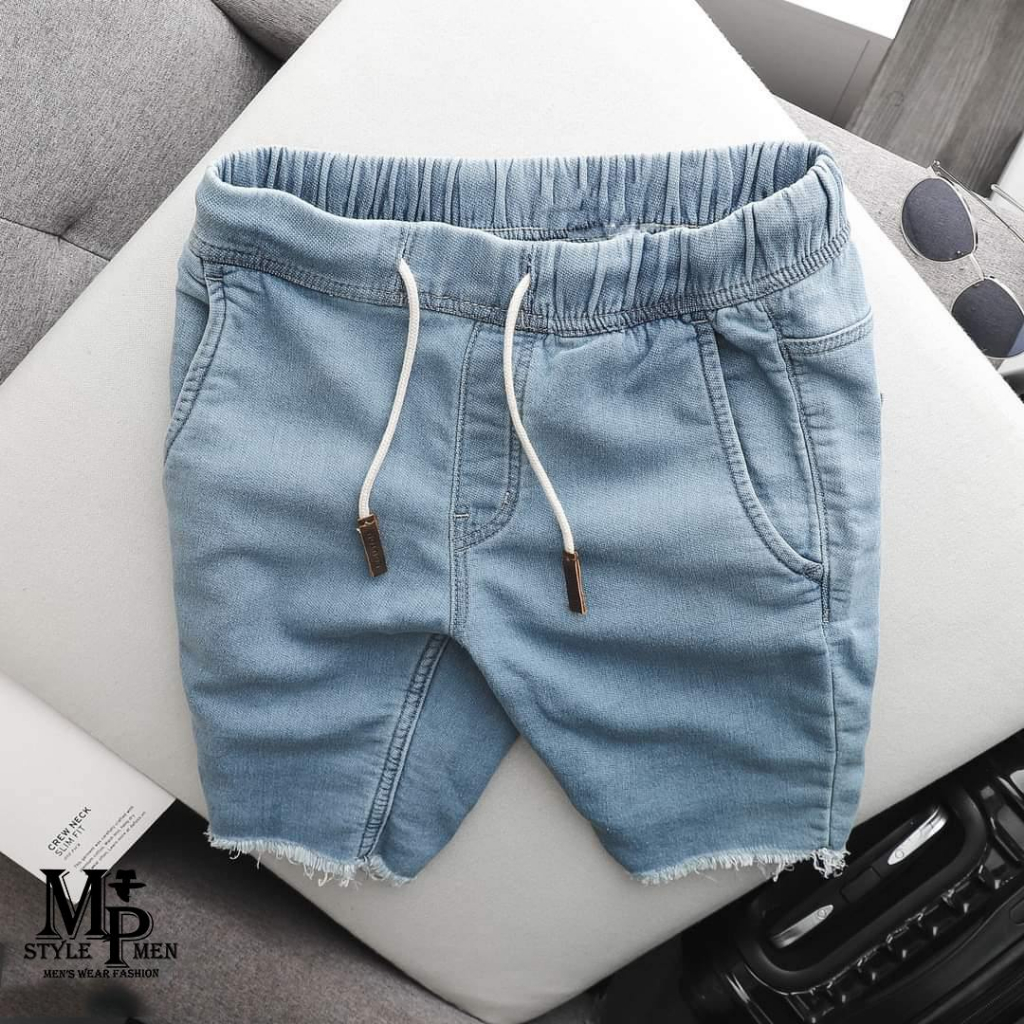 FREESHIP-Quần short Jean trên gối chất vải Denim co giản thoải mái đứng form MP MEN 007