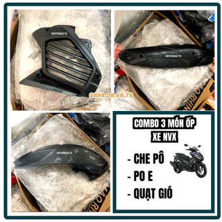 Ba Món Ốp Yamaha NVX V2 2023 - Dùng chung 2021-2022 - Carbon - Che Pô, Pô E, Quạt Gió - Trang Trí, Bảo Vệ Xe Máy