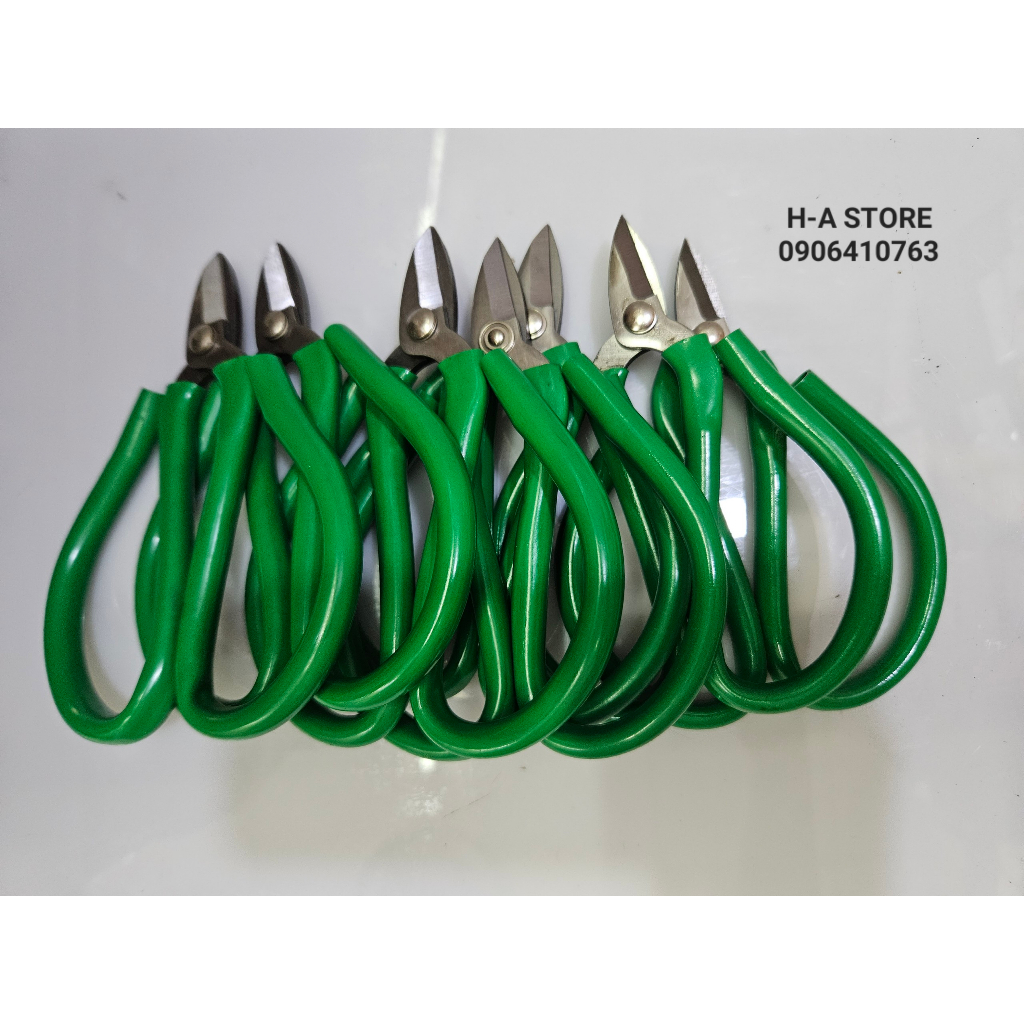 Kéo thợ bạc cán màu xanh lá dài 15cm / màu đỏ 19cm