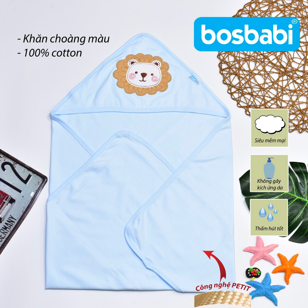 Chăn choàng cotton MTK chăn ủ bé sơ sinh có mũ