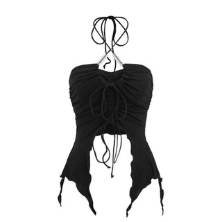 Áo croptop dây rút buộc dây cổ cá tính y2k - amorny top