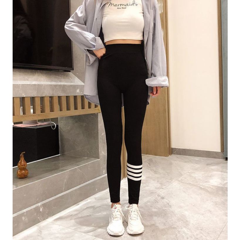 MM357 Quần legging UMI CẠP CAO thom sọc ngang cá tính