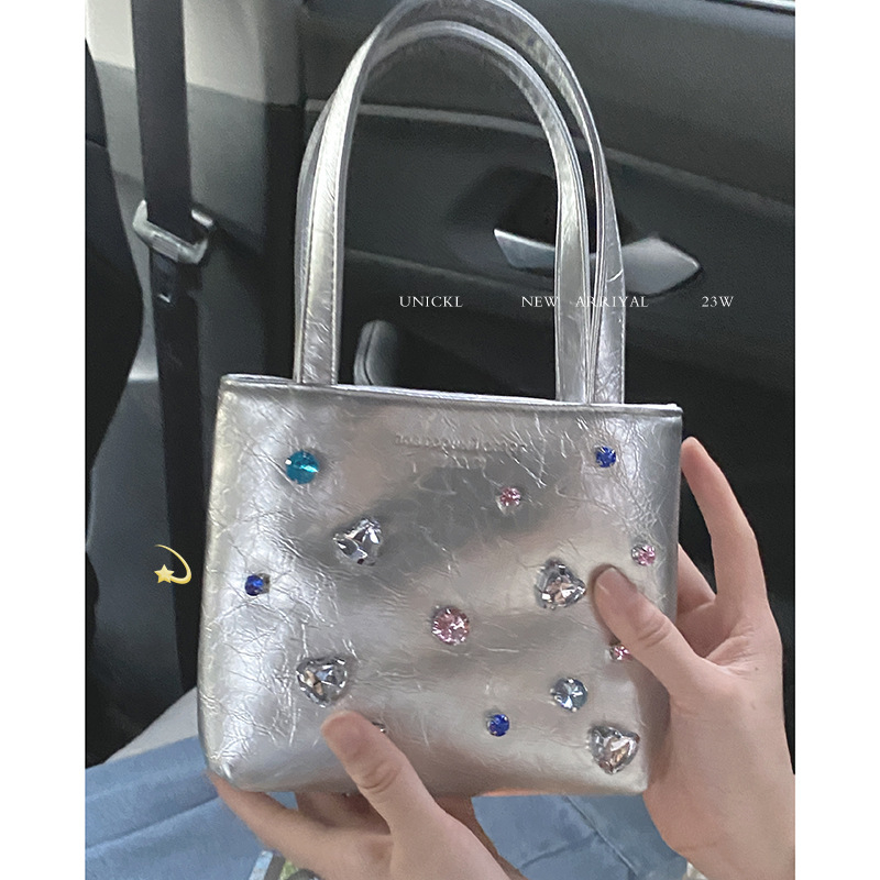 Túi đeo chéo mini đính đá Tuinhacam túi tote lukadi nữ nhỏ cầm tay da PU dáng vuông thời trang hàng L1 - TNC011