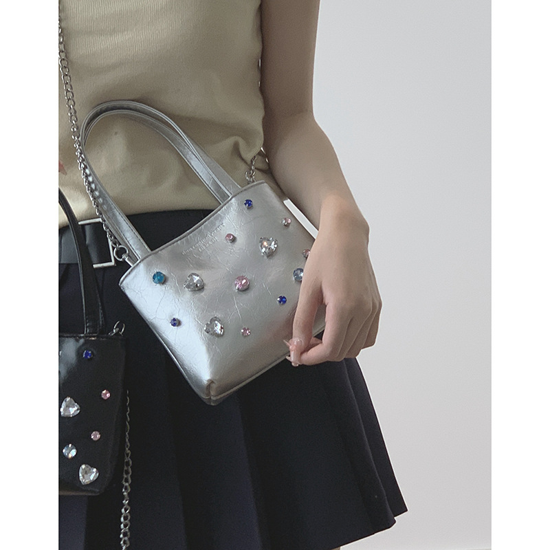 Túi đeo chéo mini đính đá Tuinhacam túi tote lukadi nữ nhỏ cầm tay da PU dáng vuông thời trang hàng L1 - TNC011