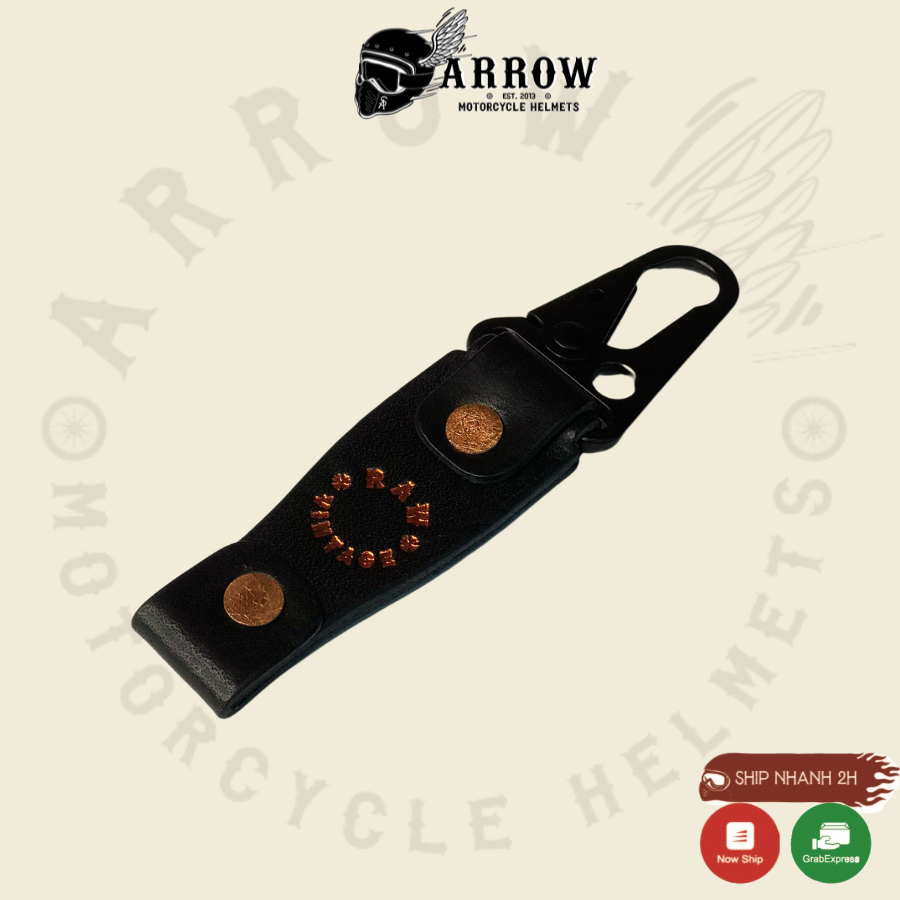 Móc khoá da vegtan Raw leather version 3 giữ chìa khóa Arrow shop