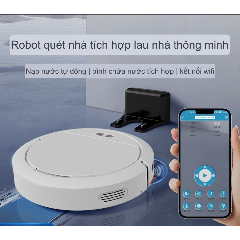 Robot Hút Bụi Lau Sàn Thông Minh Sạc Tự Động Kết Nối Điện Thoại Thông Minh Cao Cấp