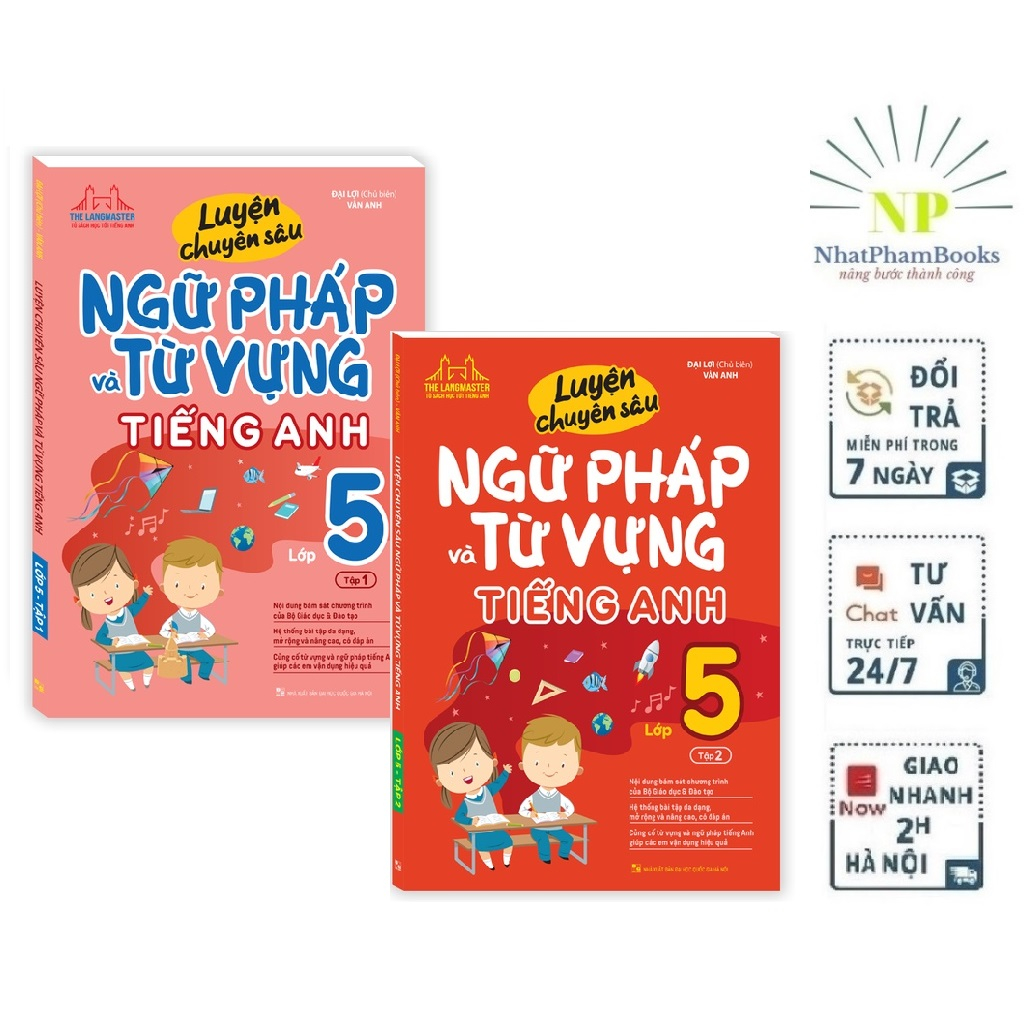 Sách - Combo Luyện Chuyên Sâu Ngữ Pháp và Từ Vựng Tiếng Anh Lớp 5 (Tập 1 + Tập 2)