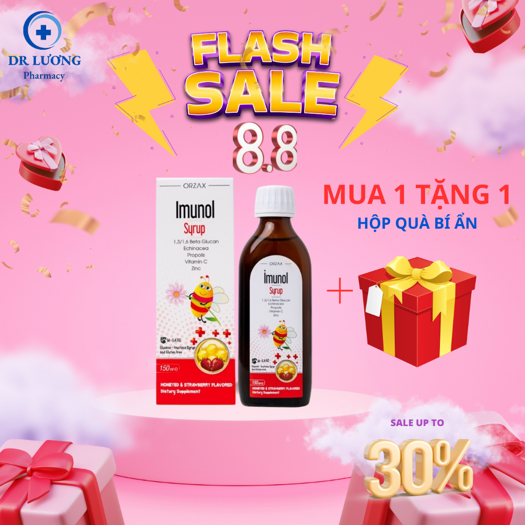 Siro tăng cường sức đề kháng Orzax Imunol Syrup - Giúp trẻ phòng ho, giảm ốm vặt, tăng hấp thu dưỡng chất 150ml