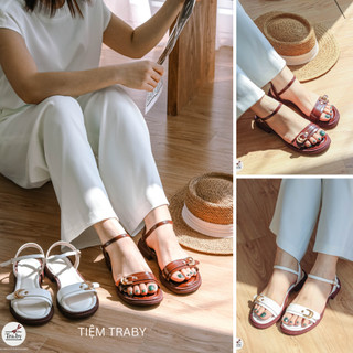 Sandals nữ quai cổ điển khoá retro phong cách Pháp Traby