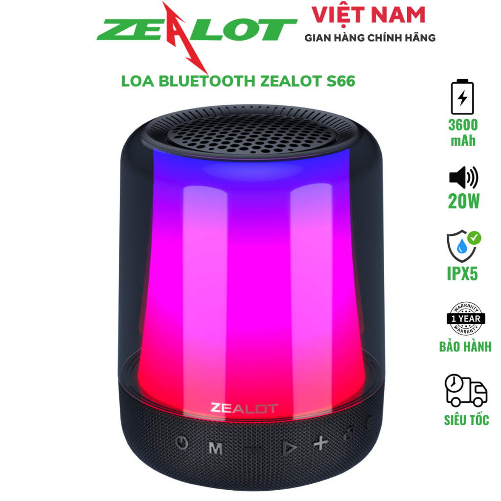 Loa Bluetooth Zealot S66| Loa Công suất 24W, Bass Mạnh, Pin 3600 mAh, Kháng nước, Chính hãng, Bảo hành 12th - OBIBI | BigBuy360 - bigbuy360.vn
