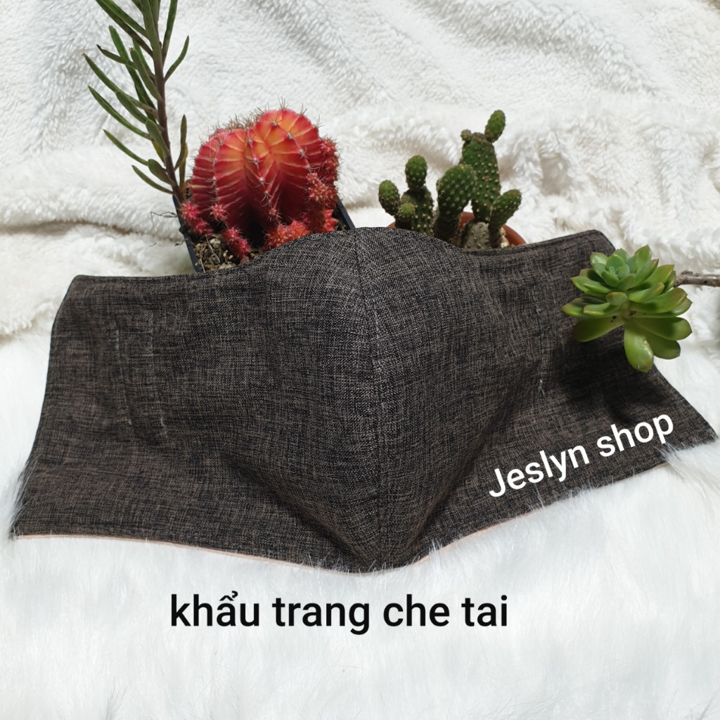 Khẩu trang vải 3 lớp che tai chống nắng