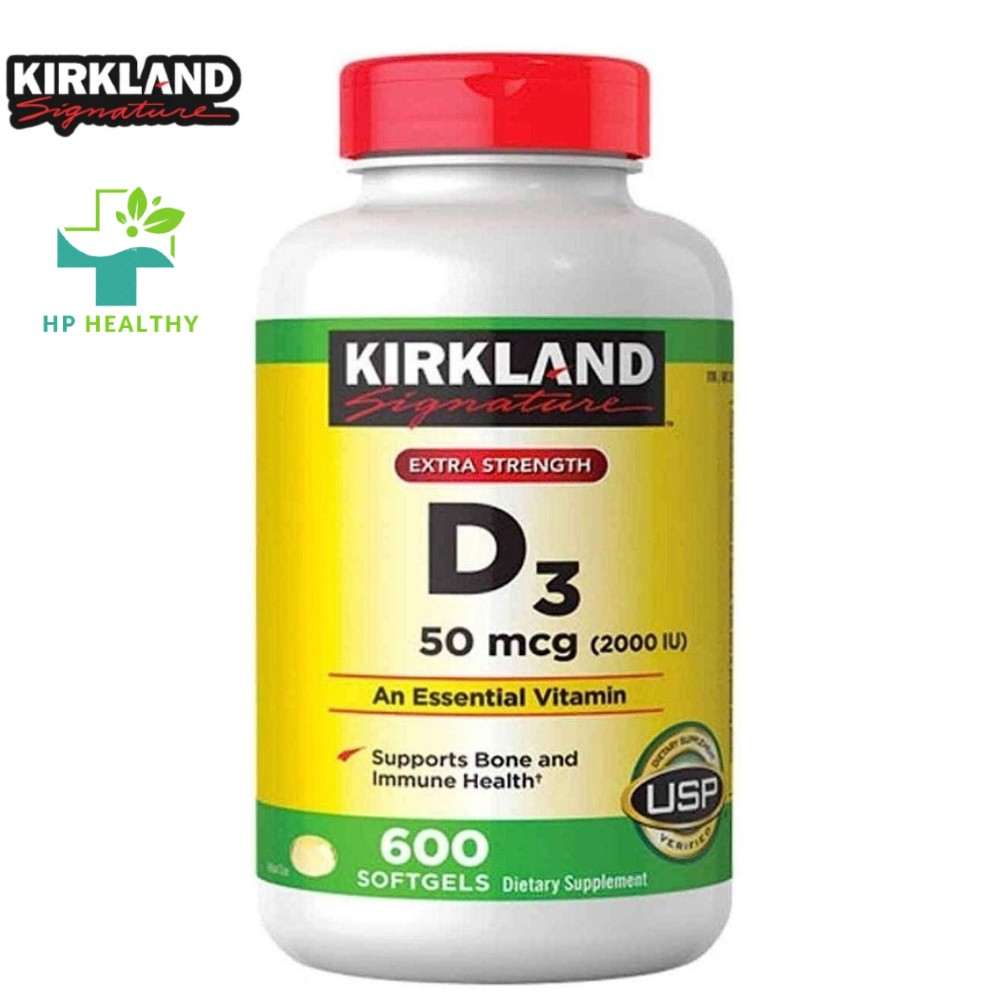 Viên uống bổ sung Vitamin D3 Kirkland Signature Vitamin D3 2000IU 600 viên của Mỹ