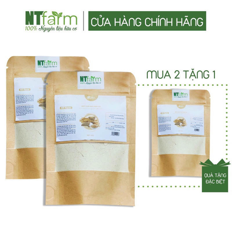 Bột Cám Gạo đắp mặt NTFARM Nguyên Chất Hữu Cơ 100gr