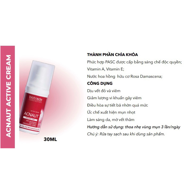 Kem chấm mụn Acnaut Active Cream 5ml-30ml