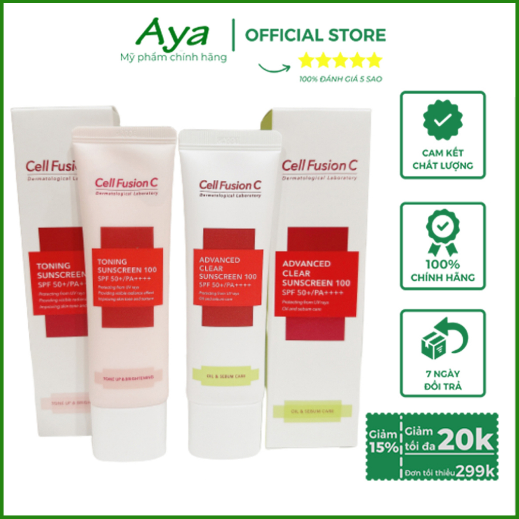Kem chống nắng Cell Fusion C Laser / Clear / Toning Suncreen Đỏ / Xanh - Dành cho da dầu , da khô ,da nhạy cảm. As.shop