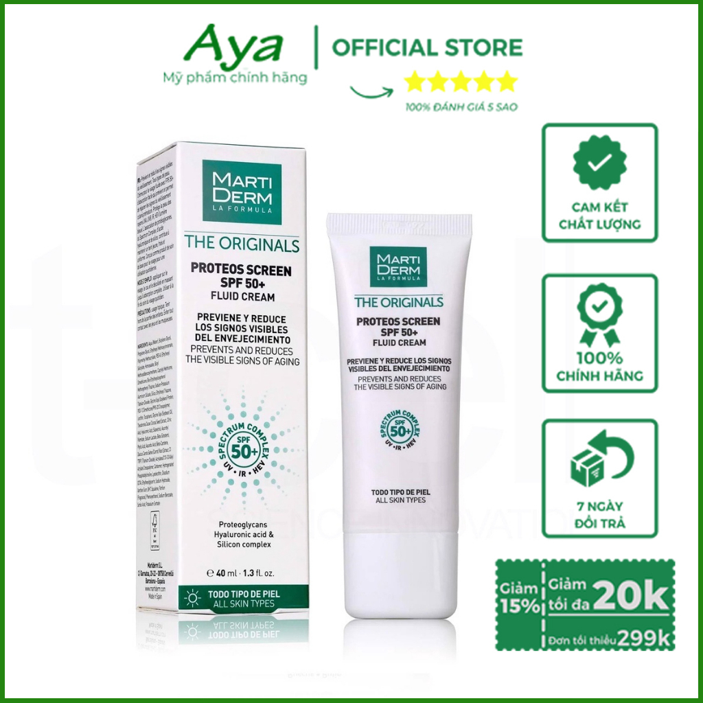 Kem Chống Nắng MartiDerm The Originals Proteos Screen SPF50+ Phổ Rộng Toàn Diện Cho Mọi Loại Da 40m As.shop