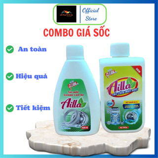 Bộ đôi hoàn hảo - combo bột tẩy lồng máy giặt ailla 300gr + tẩy mốc gioăng cao su ailla 100gr